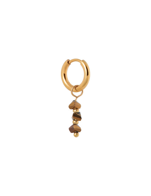 Triple Brown Hoop Oorbel | goud