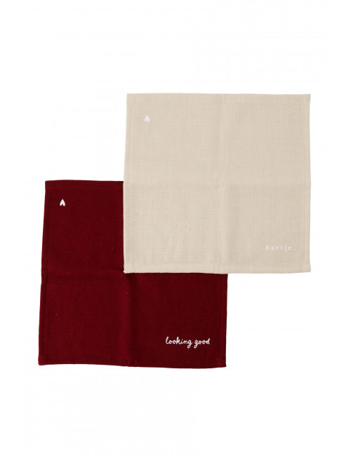Vaatdoekjes Hartje (set van 2) | zand/port