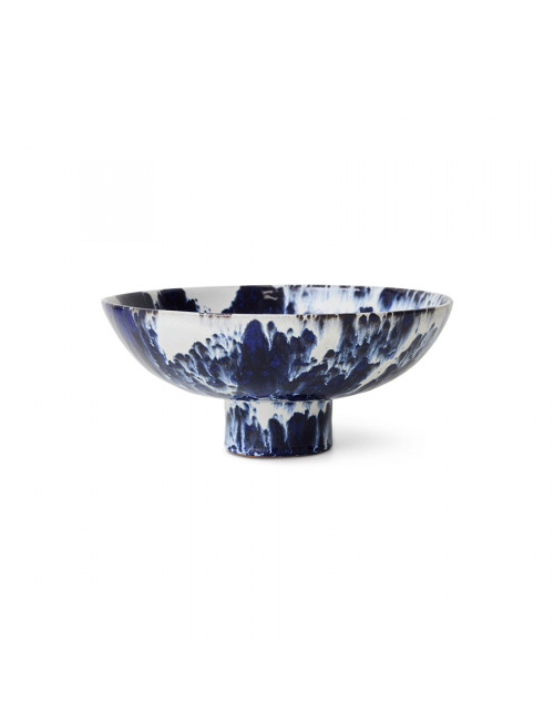 Ceramic Bowl On Base | indigo