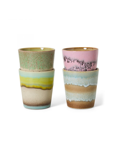 70s Ceramics Coffee Mugs (set van 4) | pop art