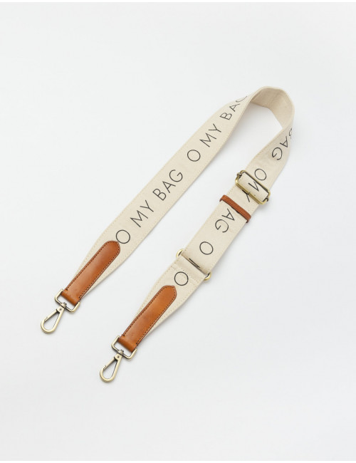 Schouderband Logo | wit & cognac klassiek leer