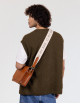 Schouderband Logo | wit & cognac klassiek leer