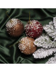 Kerstbal Glitter/Parels 9cm | dark brown