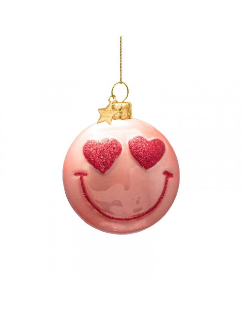 Ornament Glas Smiley 7,5cm | pink/orange