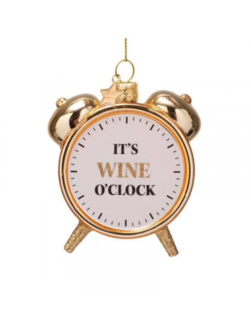 Ornament Glas Wine O'clock 9cm | goud