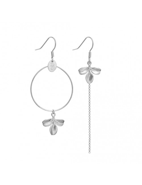 Asymmetrische Oorbellen Zilver | klaver