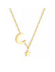 Halsketting Gouden Halve Maan met Mini Ster Bedel | goud