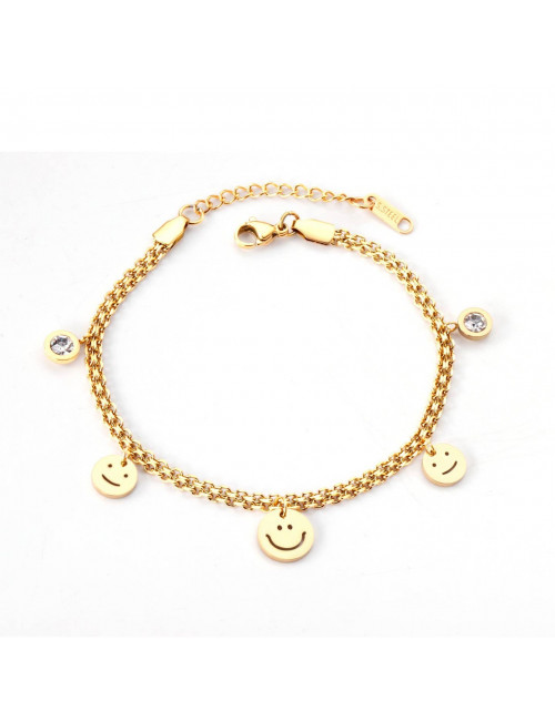 Bedelarmband Smileys & Diamanten | goud