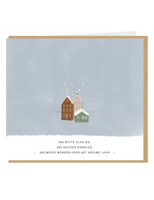 Wenskaart | 365 witte vlokjes, 365 gouden randjes....