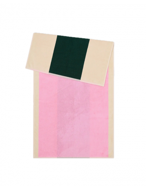 Badhanddoek 70x140cm | pink/dark green