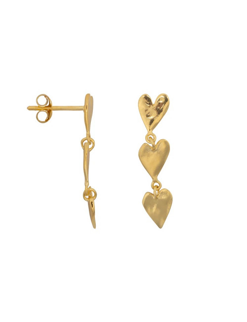 Medium Three Hearts Stud Oorbellen | goud