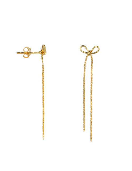 Bow Long Stud Oorbellen | goud