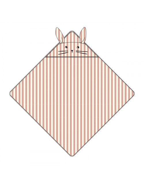 Badcape Albert | coral blush/creme de la creme/stripe