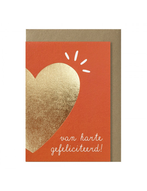 Wenskaart | groot hart goud