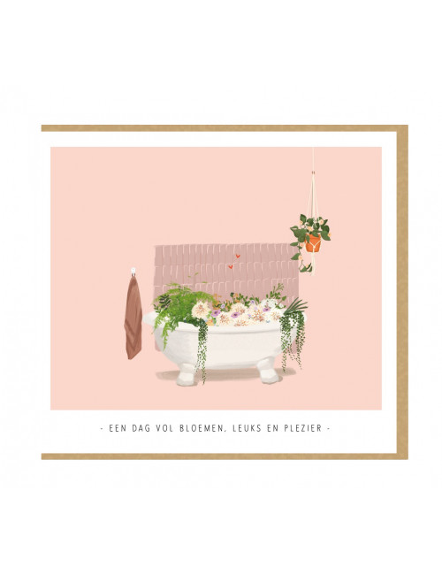 Wenskaart | een dag vol bloemen, leuks en plezier