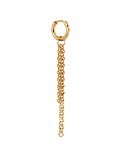 Double Long Chain Hoop Oorbel | goud