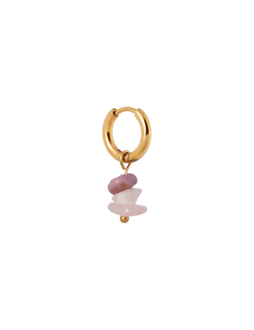 Triple Purple Rock Hoop Oorbel | goud