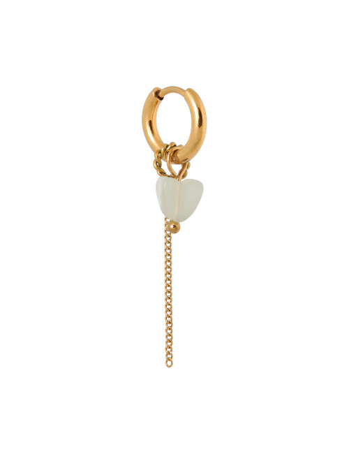 Chain Green Heart Hoop Oorbel | goud