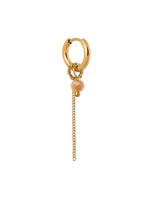 Chain Orange Round Hoop Oorbel | goud