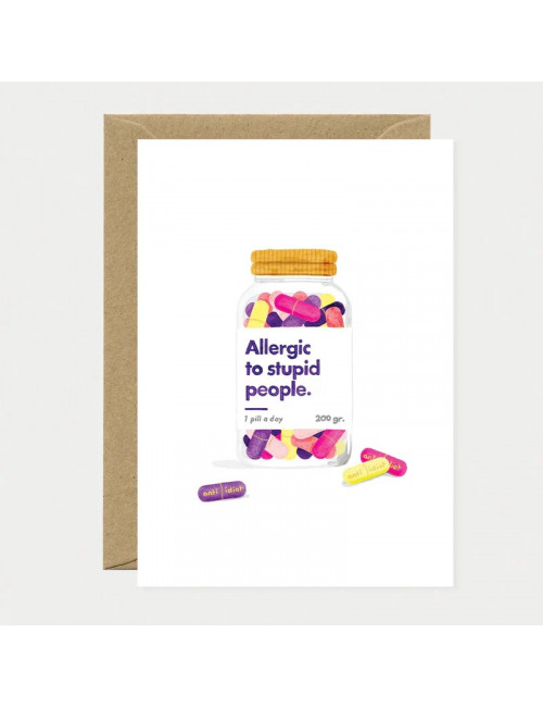 Wenskaart | allergic to stupid people