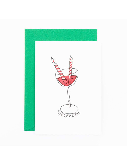 Wenskaart | wine with candles