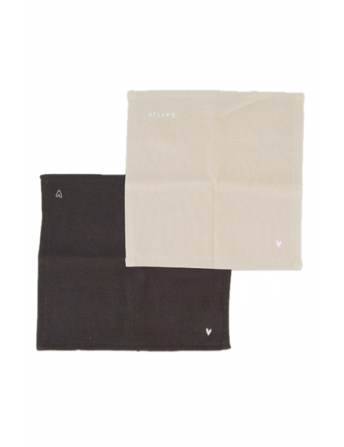 Vaatdoekjes Hartje (set van 2) | zand/antracietgrijs
