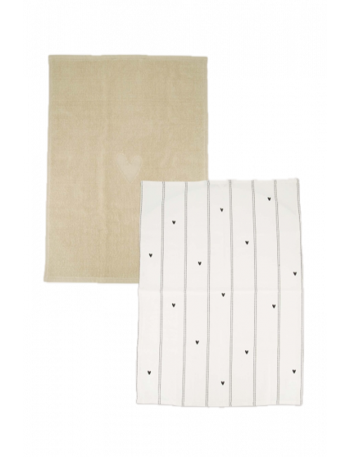 Keukenset Handdoeken | strepen/hartjes/zand/antraciet