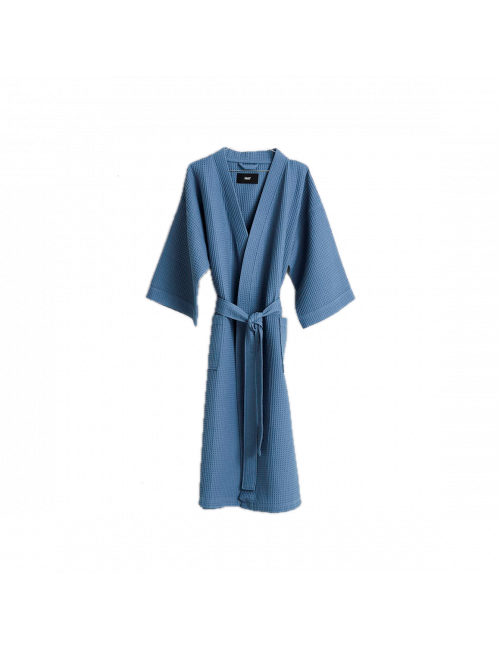 Waffle Badjas | dusty blue