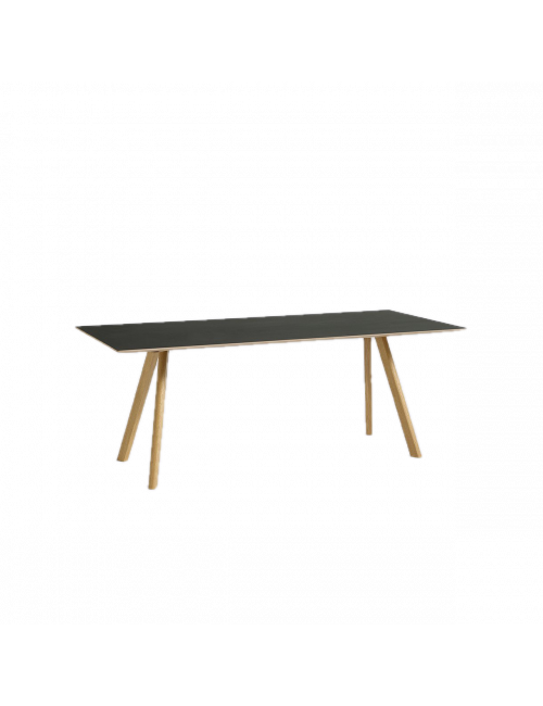CPH 30 tafel L200 cm | op waterbasis gelakt eik/zwart linoleum
