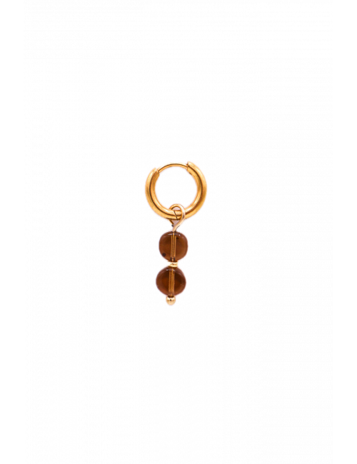 Brown Round Hoop Oorbel | goud