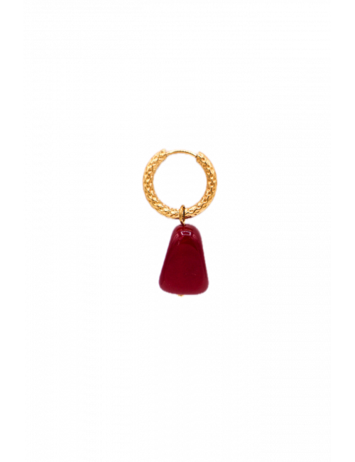 Burgundy Hoop Oorbel | goud