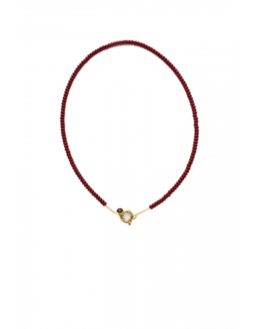 Burgundy Small Beads Ketting | goud
