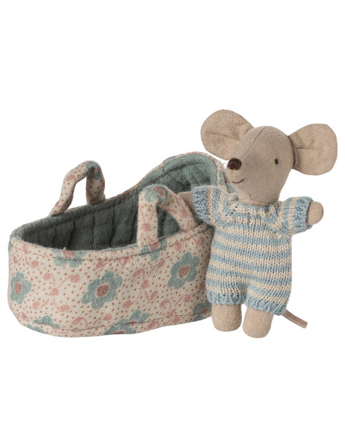 Baby Muisje in Draagmand | blauw