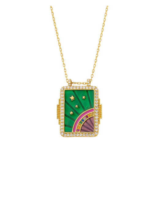 Halsketting Green Rainbow Boheme | goud