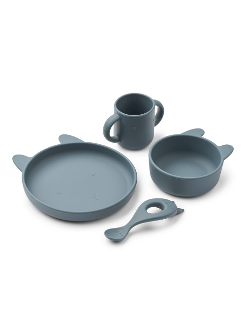 Siliconen Eetset Vivi | rabbit/whale blue